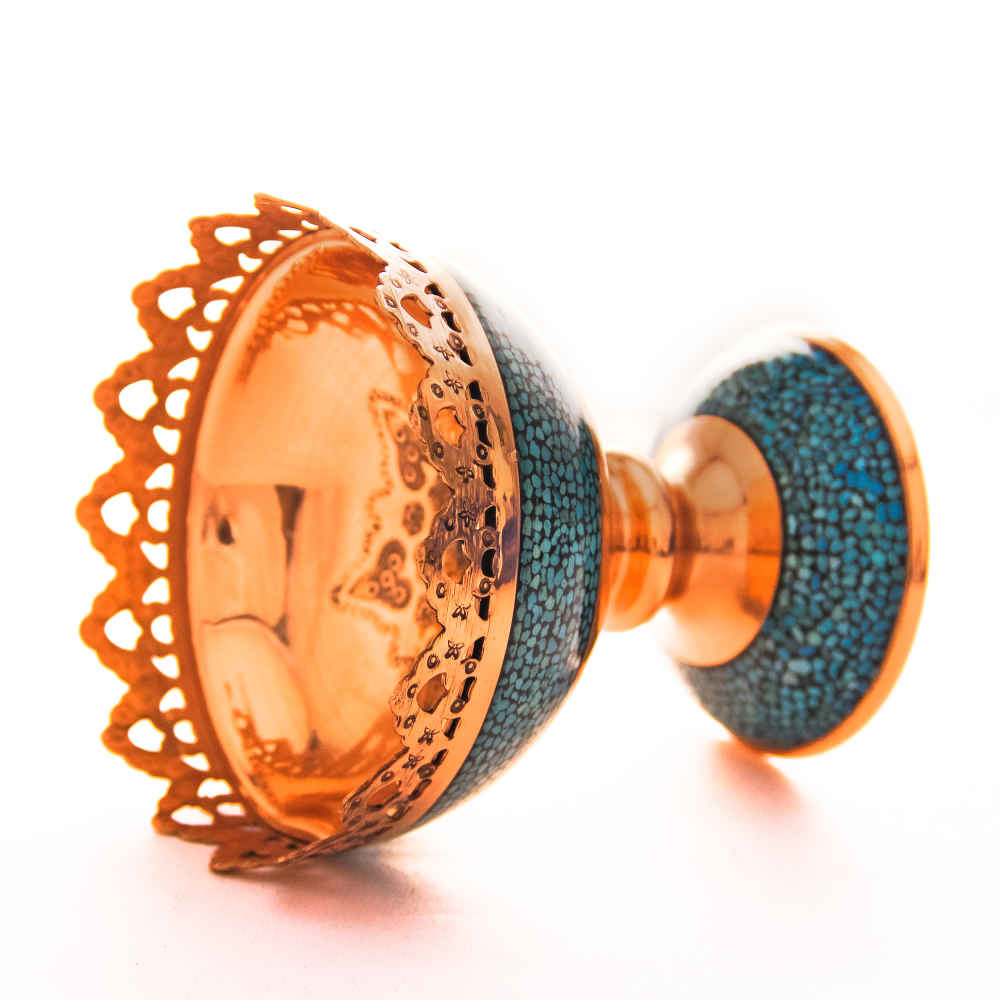 Decorative Bowl Persian Artisan-Crafted Turquoise Inlay Sahand