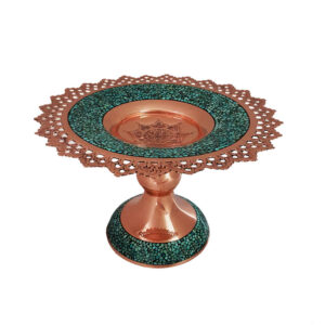 Turquoise Inlay Copper Pedestal Dish Model Hoor