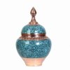 Handcrafted Persian Inlaid Turquoise Copper Sugar Bowl Moshabak