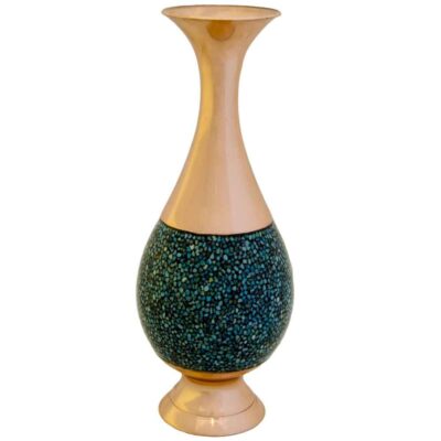 Handcrafted Decorative Persian Inlaid Turquoise Copper Vase Ehsan
