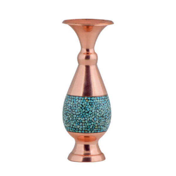 Handcrafted Decorative Persian Inlaid Turquoise Copper Vase Setareh