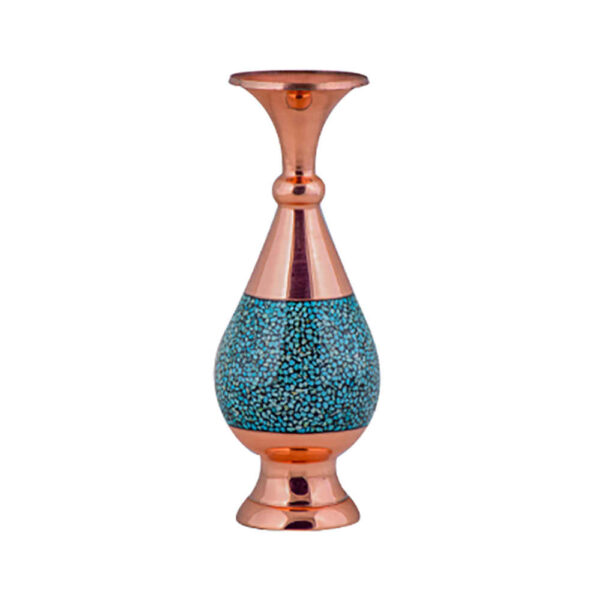 Handcrafted Decorative Persian Inlaid Turquoise Copper Vase Shafagh
