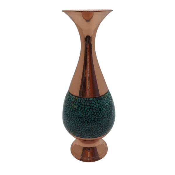 Handcrafted Decorative Persian Inlaid Turquoise Copper Vase Sina
