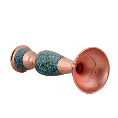 Handcrafted Persian Copper Candlestick – Inlaid Turquoise Design – Sahra