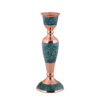 Handcrafted Persian Copper Candlestick - Inlaid Turquoise Design - Sahra