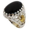 Persian Yemeni Aqeeq Silver Ring for Men Black
