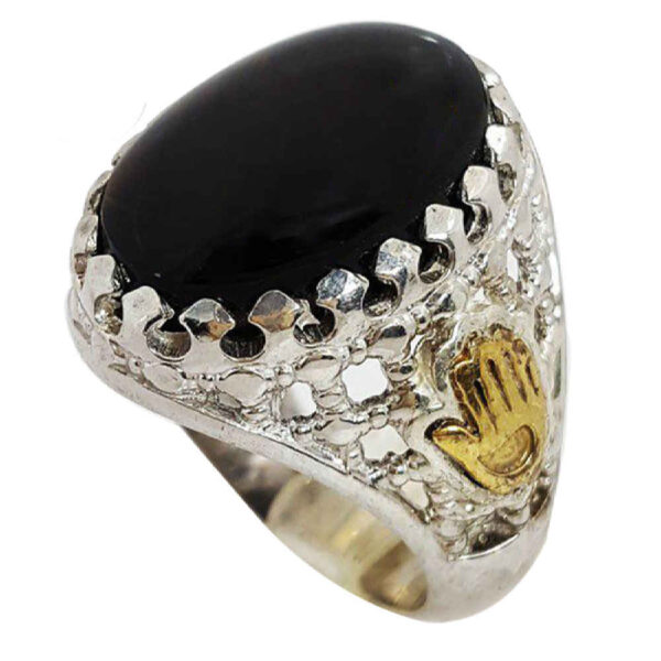 Persian Yemeni Aqeeq Silver Ring for Men Black