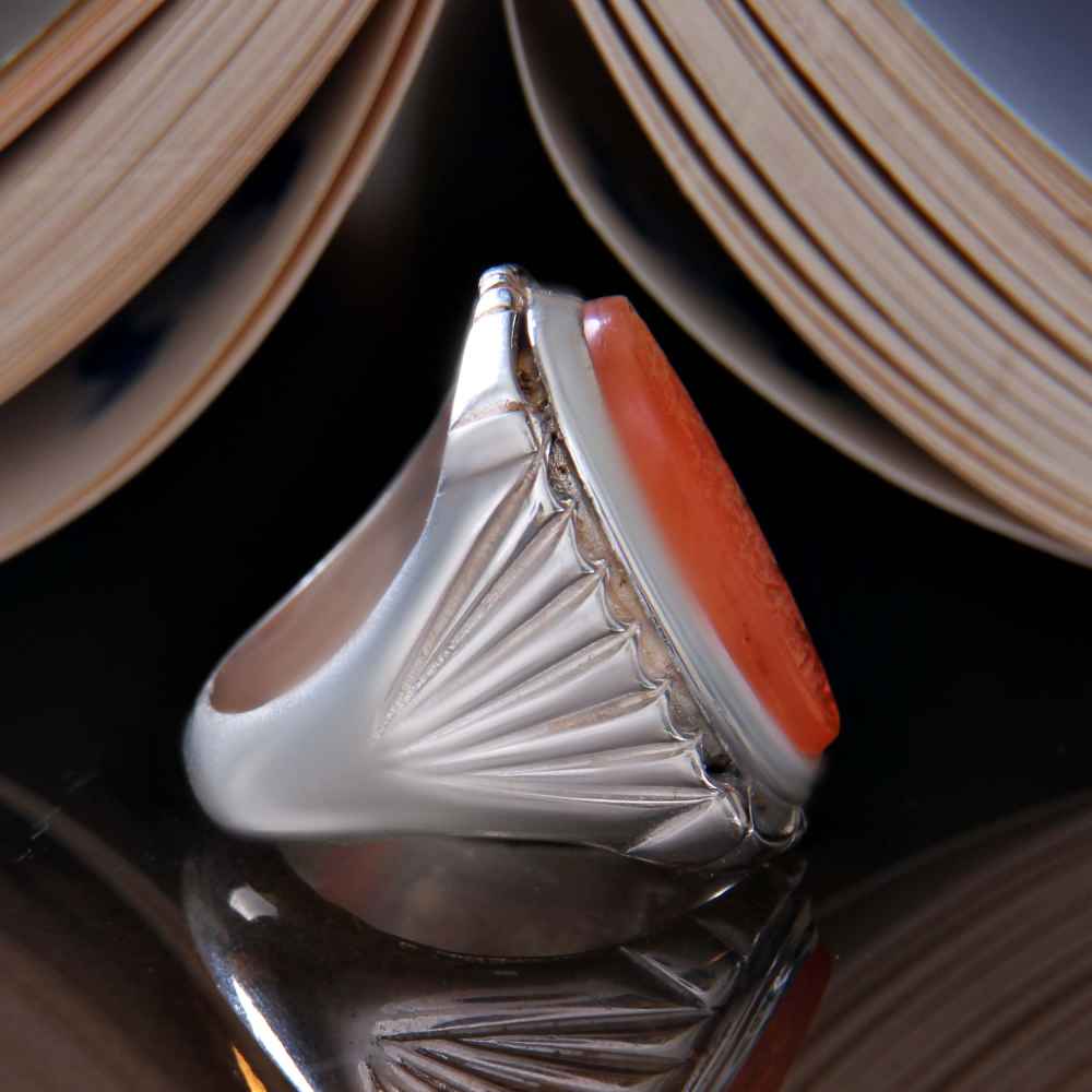 Islamic Yemeni Aqeeq Silver Ring for Men Ya Ali