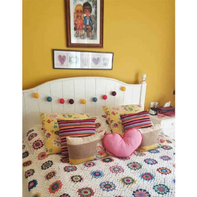 Cotton Crochet Bedspread – Afghan Style Colorful Blanket – Afsane