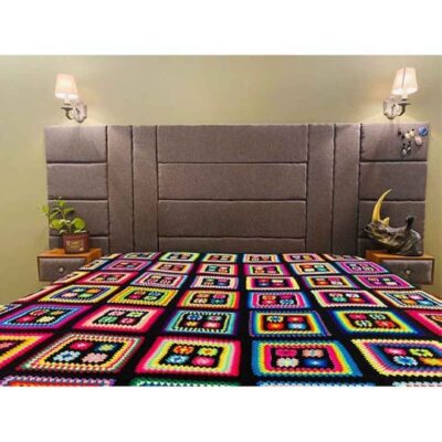 Cotton Crochet Bedspread – Colorful Afghan Style Blanket – Ahoo