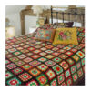 Cotton Crochet Bedspread – Colorful Afghan Style Design – Azin