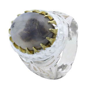 Dendritic Aqeeq Men’s Silver Ring Model Farhad