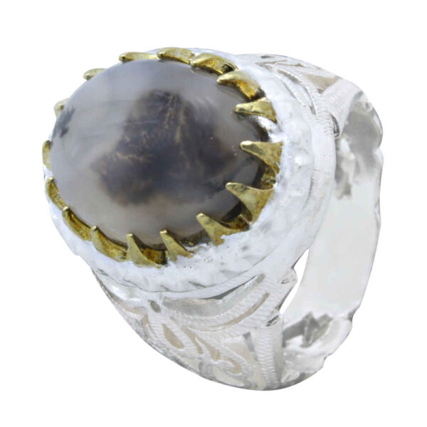 Persian Dendritic Agate Shajar Silver Ring for Men Farhad