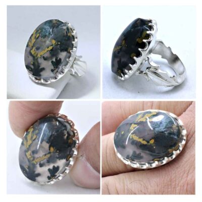 Persian Dendritic Agate Shajar Silver Ring for Men Farshad