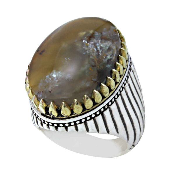 Persian Dendritic Agate Shajar Silver Ring for Men Farshid