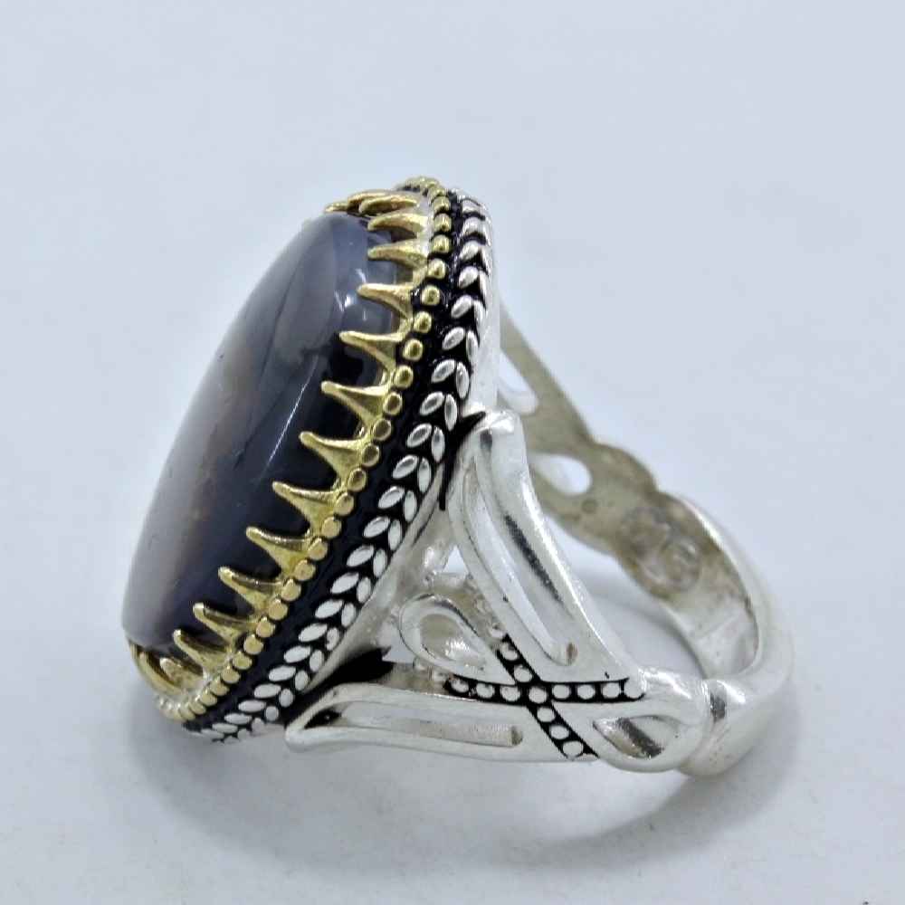 Persian Dendritic Agate Shajar Silver Ring for Men Galin