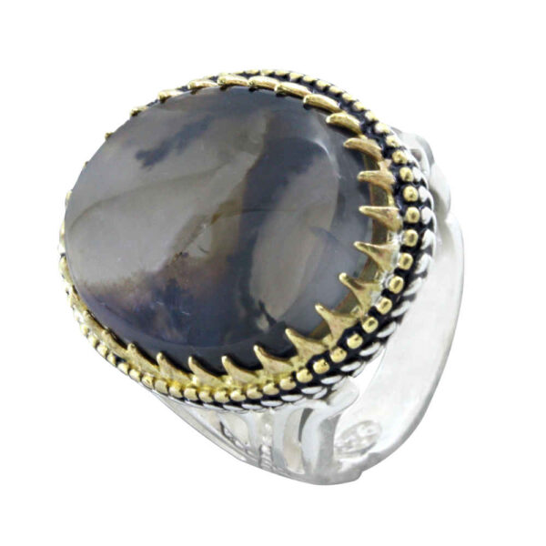 Persian Dendritic Agate Shajar Silver Ring for Men Galin