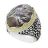 Persian Dendritic Agate Shajar Silver Ring for Men Mohsen