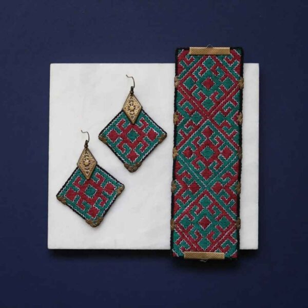 Persian Embroidered Earrings & Bracelet Set Model Arezoo