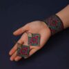 Persian Embroidered Earrings & Bracelet Set Model Arezoo