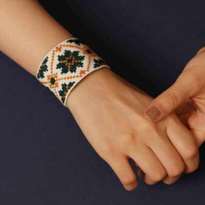 Persian Embroidered Earrings & Bracelet Set Model Dara