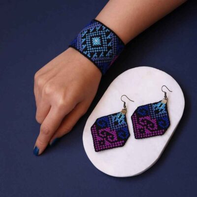 Persian Embroidered Necklace, Bracelet & Earrings Set Vania