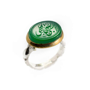 Green Islamic Agate Men’s Silver Ring Model Hasbi Allah