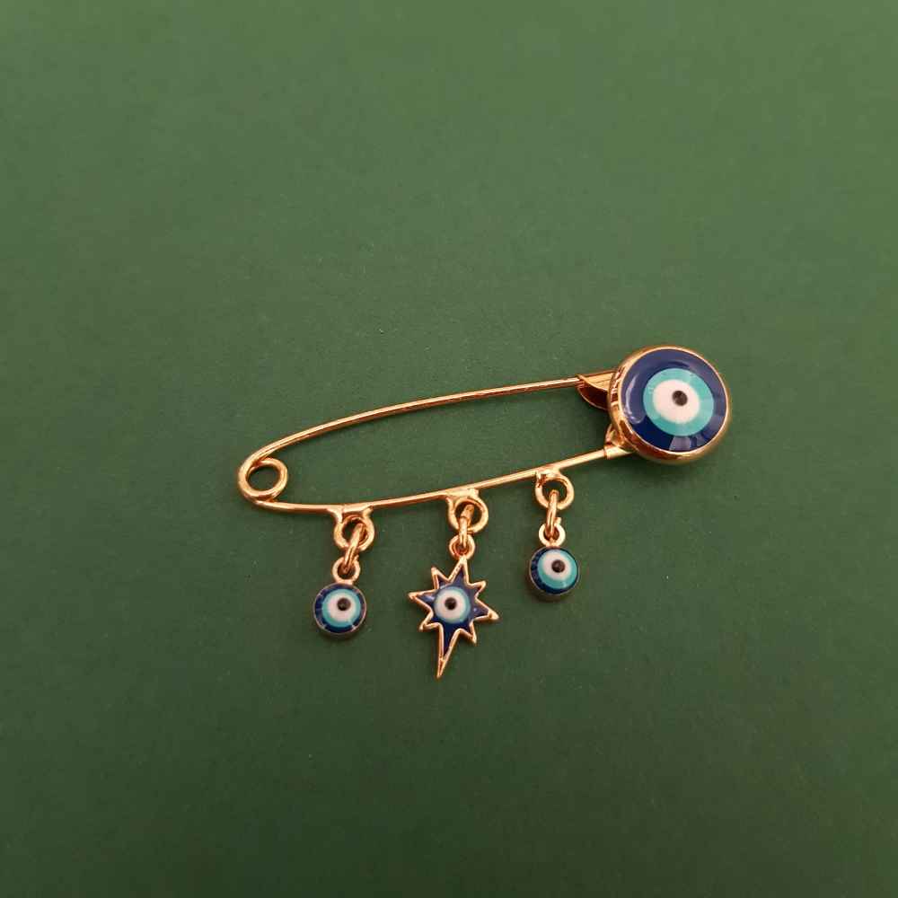 Evil Eye Safety Pin Brooch – Stylish Protection Accessory