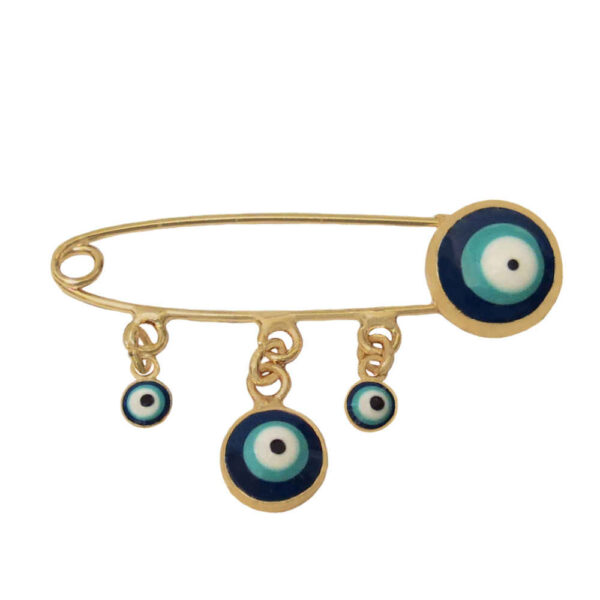 Evil Eye Safety Pin Brooch – Symbol of Protection and Good Luck