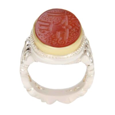 Islamic Yemeni Aqeeq Silver Ring for Men Alhamd Ollah