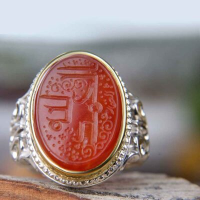 Islamic Yemeni Aqeeq Silver Ring for Men Alhamd Ollah