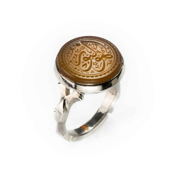 Islamic Yemeni Aqeeq Silver Ring for Men Hoval Nur