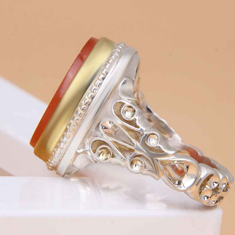 Islamic Yemeni Aqeeq Silver Ring for Men Mohammad