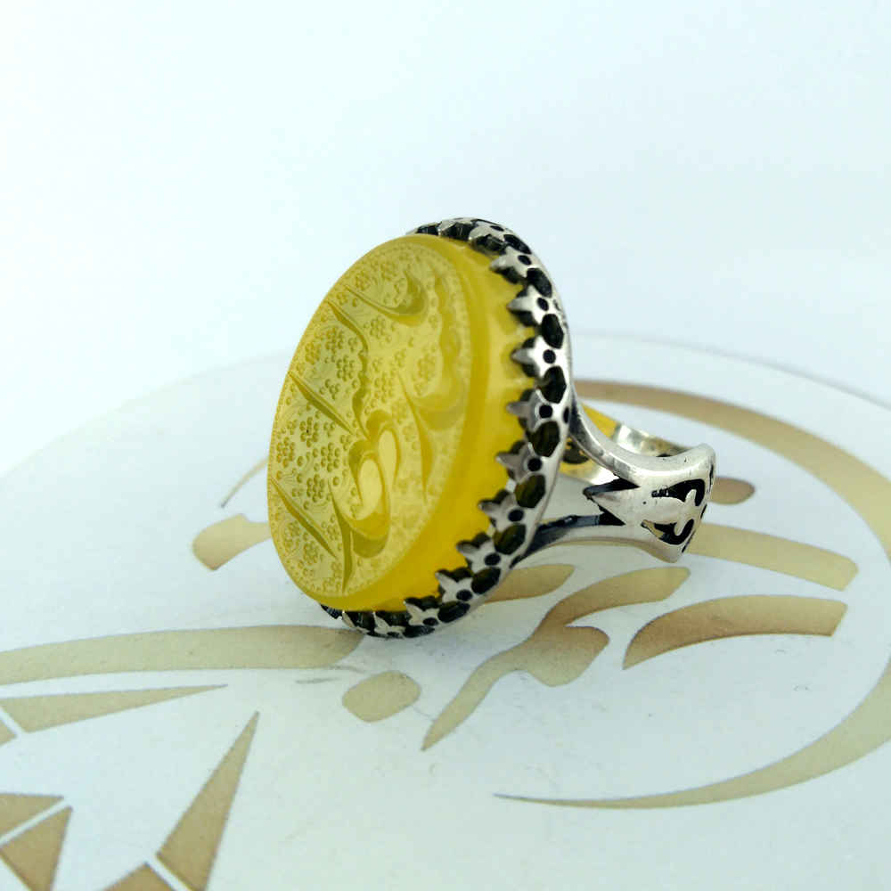 Islamic Yemeni Aqeeq Silver Ring for Men Seyed Alshohada