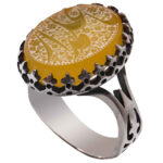 Islamic Yemeni Aqeeq Silver Ring for Men Ya Alamdar