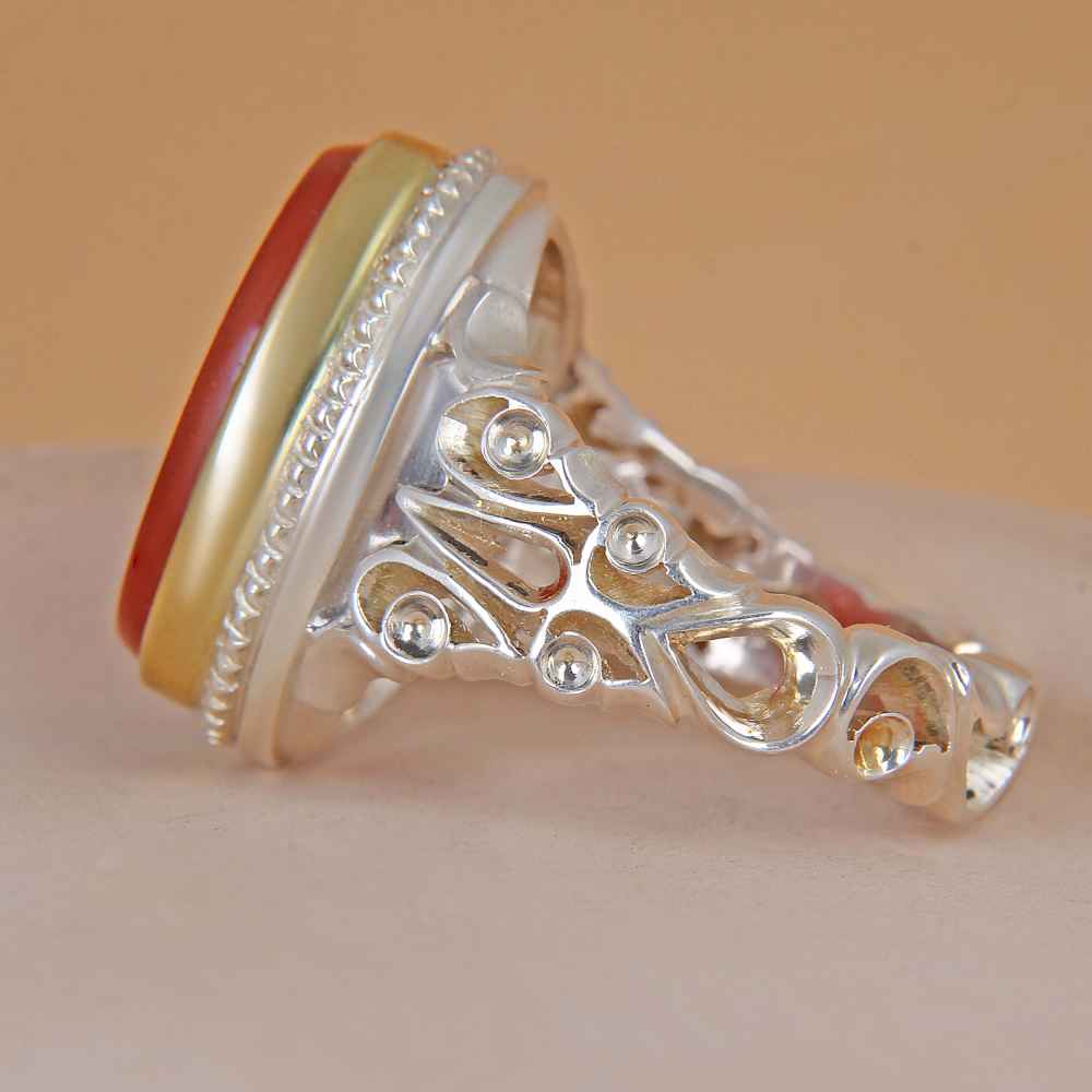Islamic Yemeni Aqeeq Silver Ring for Men Ya Mahdi