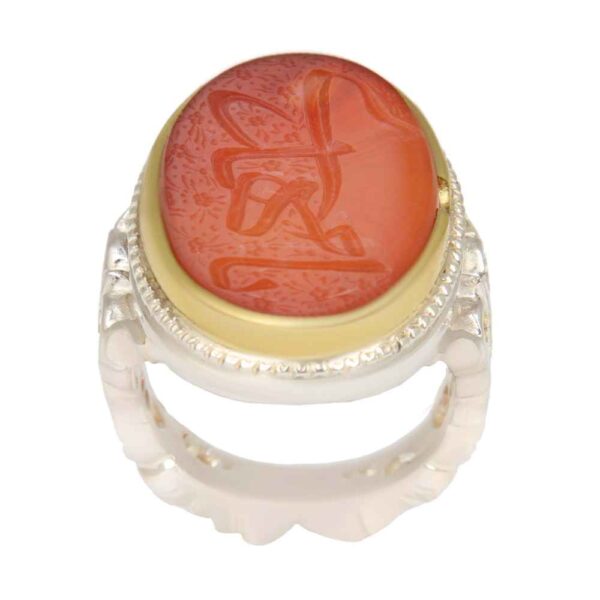 Islamic Yemeni Aqeeq Silver Ring for Men Ya Mahdi