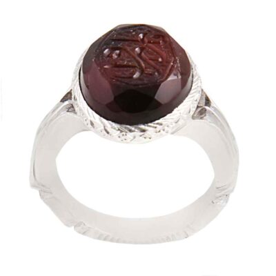 Islamic Yemeni Aqeeq Silver Ring for Men Ya Razzagh