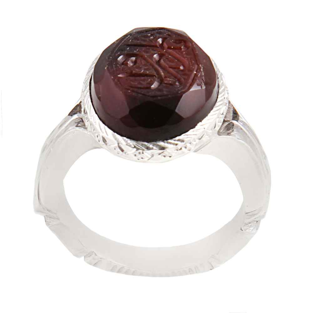 Islamic Silver Ring for Men with Red Yemeni Aqeeq Ya Razzagh