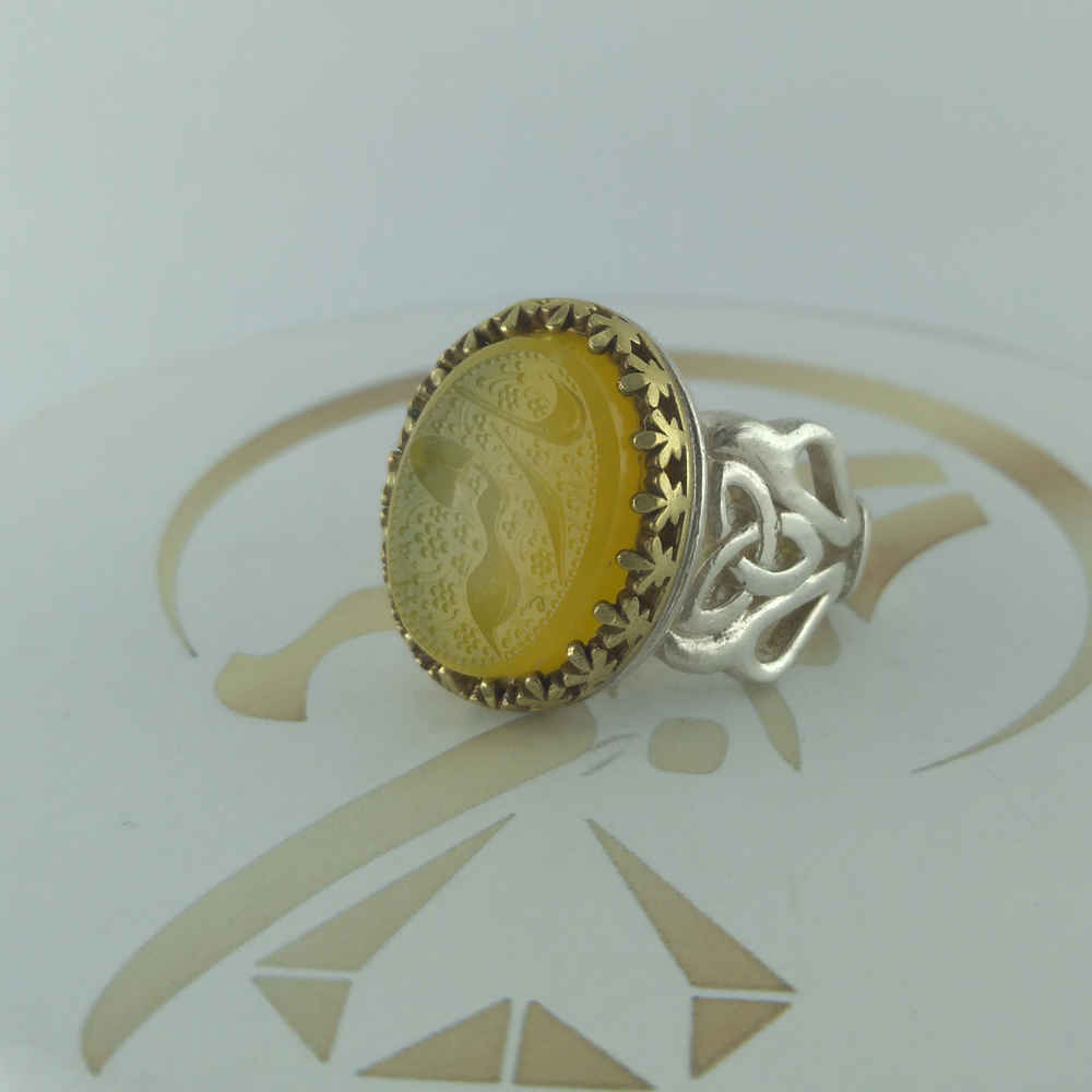 Islamic Yemeni Aqeeq Silver Ring for Men Ya Roghayeh