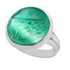Islamic Yemeni Aqeeq Silver Ring for Men Green
