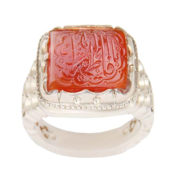 Islamic Yemeni Aqeeq Silver Ring for Men Ya Fatemeh