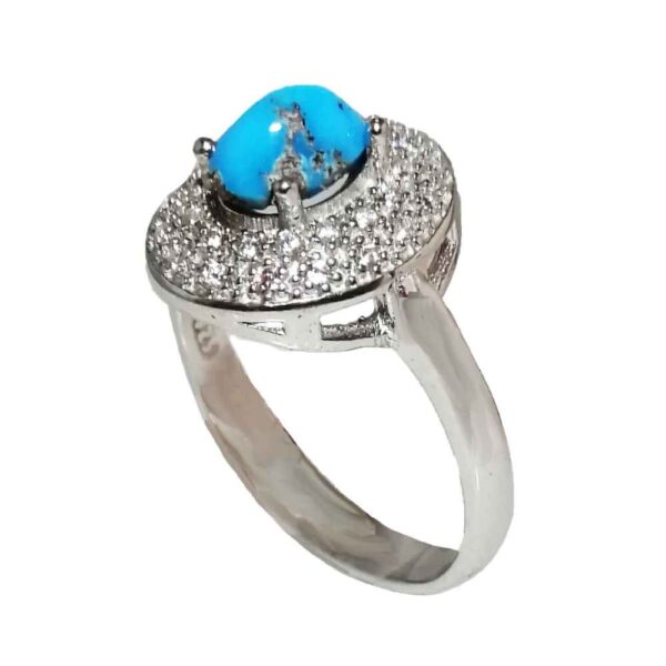 Handcrafted Persian Silver Ring with Neyshabur Turquoise Farnia
