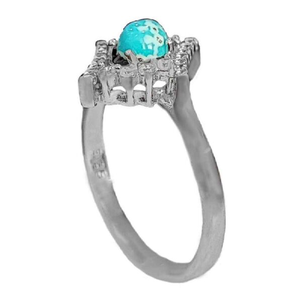 Handcrafted Persian Silver Ring with Neyshabur Turquoise Maria