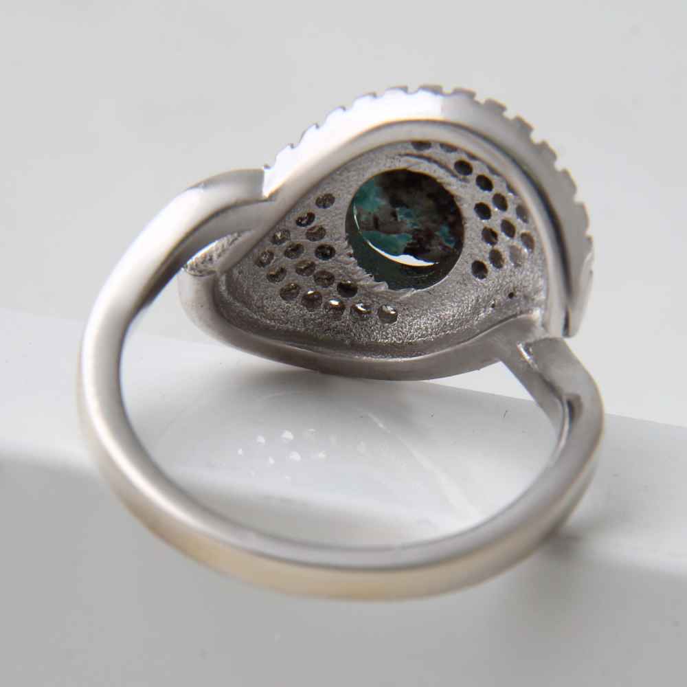 Handcrafted Persian Silver Ring with Neyshabur Turquoise Nastaran