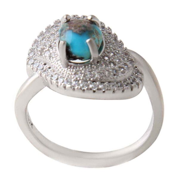 Handcrafted Persian Silver Ring with Neyshabur Turquoise Nastaran