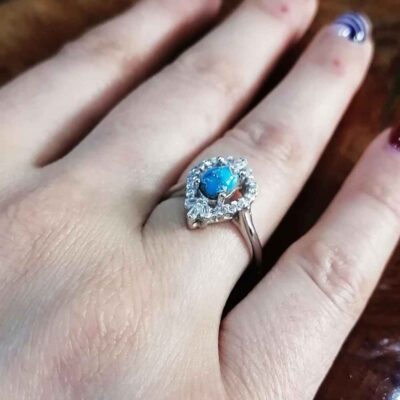 Handcrafted Persian Silver Ring with Neyshabur Turquoise Nava