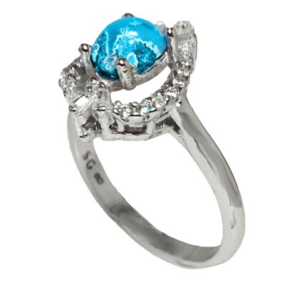 Handcrafted Persian Silver Ring with Neyshabur Turquoise Nava