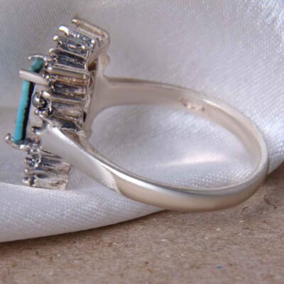 Handcrafted Persian Silver Ring with Neyshabur Turquoise Nivan