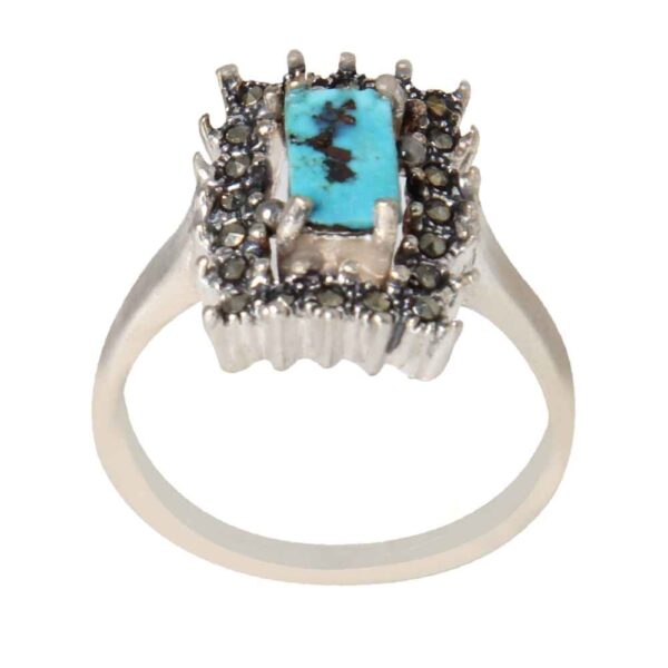 Handcrafted Persian Silver Ring with Neyshabur Turquoise Nivan